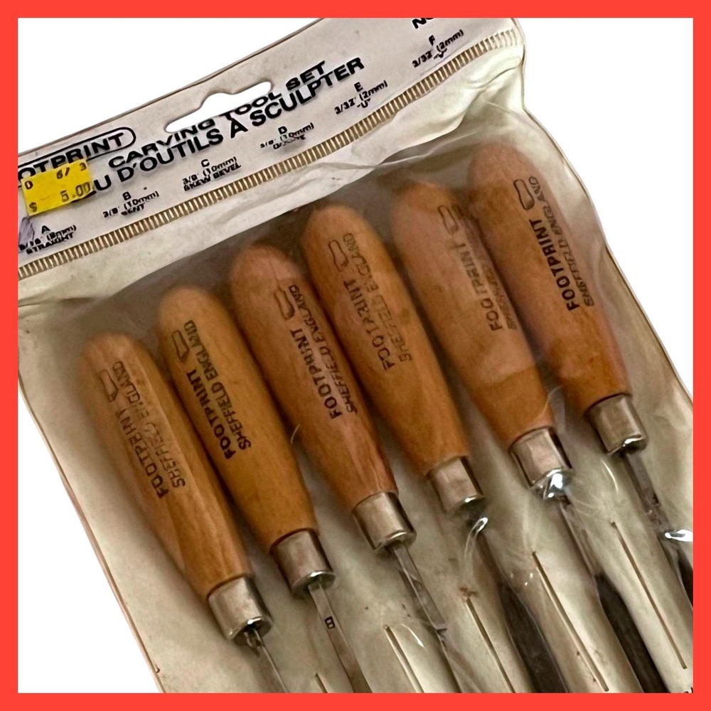 Vintage‎ Footprint 6pc Carving Tool Set Sheffield England Chisels Woodworking